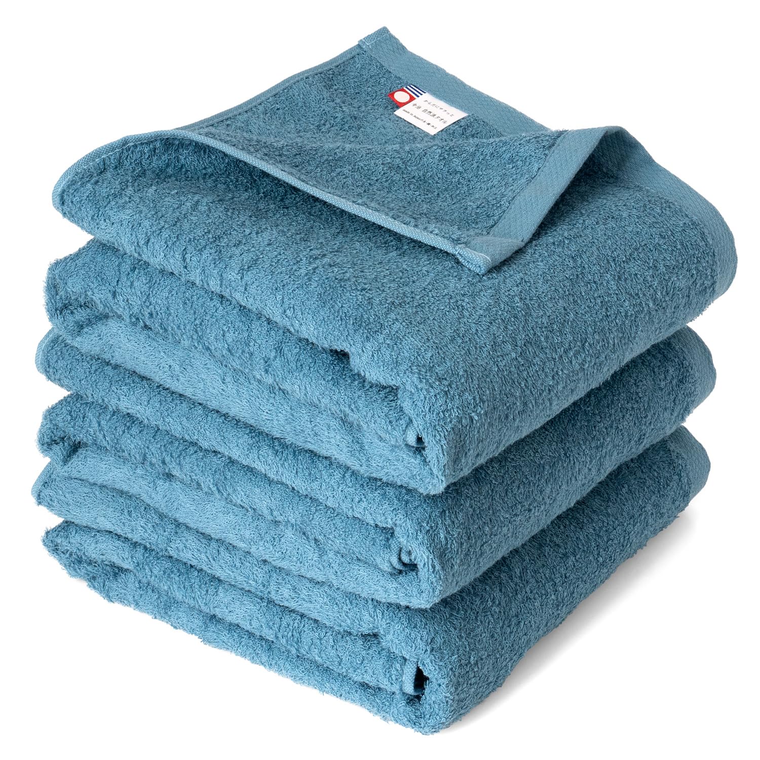 OruTa (オルタ) Imabari Towel Bath Towel Set of 3, Lightweight, Quick Drying, Not Bulky, Made in Japan, Natural Style, Gym and Bath Goods, 65x120cm, 100% Cotton, Navy : Home & Kitchen