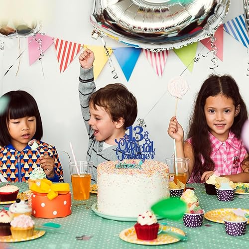 Miniatura 5 de 1 paquete de 13 decoraciones oficiales para tartas de adolescentes con purpurina para cumpleaños de 13 años, suministros de fiesta de cumpleaños de