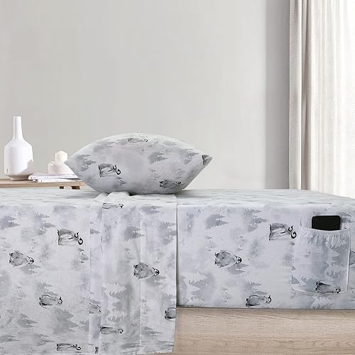 Miniatura 5 de Sleepdown - Juego de sábanas de franela 100% algodón cepillado doble, pesadas y supersuaves, sábana bajera con bolsillo de 16 pulgadas de