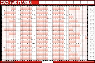 2026 Wall Planner Calendar – A1 Large 85cm x 58cm Laminated Year Planner with Stickers & Dry Wipe Pen – Reusable Annual Wall Chart for Office, Home, School