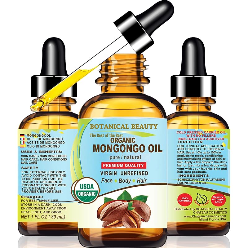 Botanical Beauty Óleo de Mongongo Manketti 100% puro, virgem, não refinado e prensado a frio, 30 mL