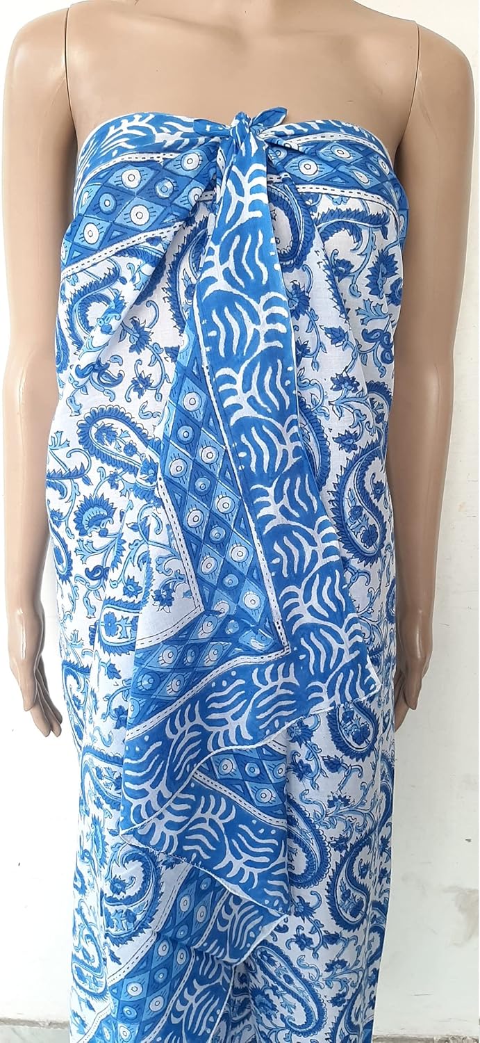 SATNAM Handicraft Women's Cotton Floral Printed Sarong for Womens Summer Beachwear Printed Pareo Beach Swimsuit Ombre - Image 2