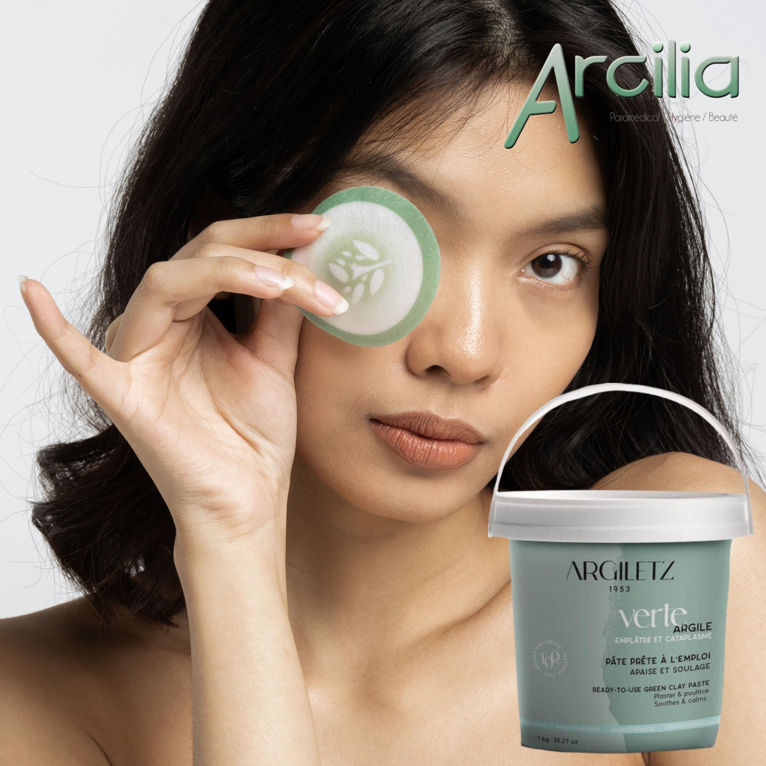 (ARCILIA) Argiletz - Lot de 3 Pots - Argile Verte 1kg - Prête à l'emploi
