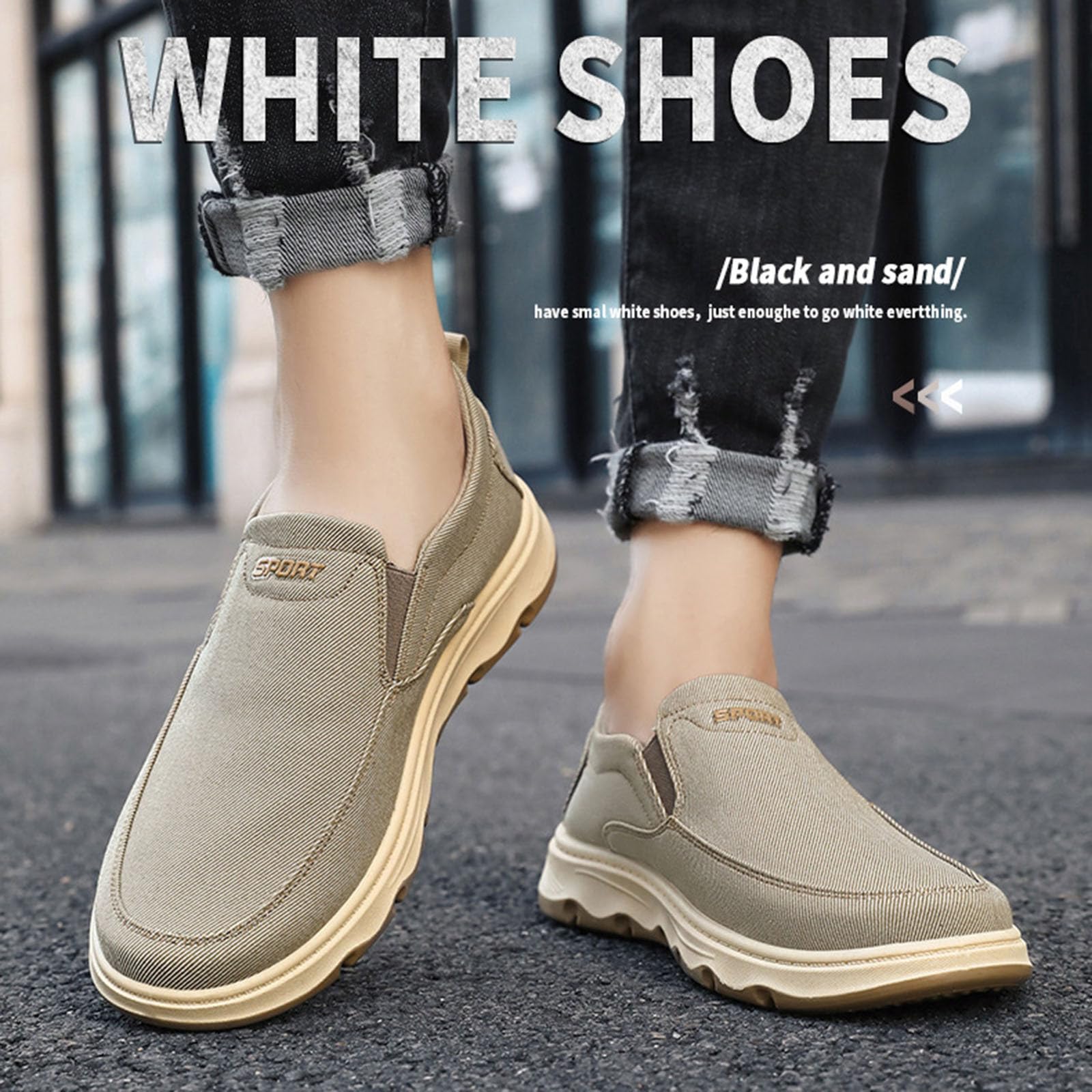 Espadrilles en toile pour homme - Chaussures d'été à enfiler - Espadrilles plates classiques - Semelle en caoutchouc