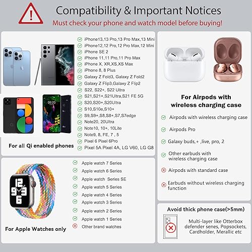 Miniatura 4 de Cargador inalámbrico para iPhone, estación de carga 3 en 1, reloj digital para iPhone 13 12 Pro Max, cargador USB C de 100 W, cargador portátil para