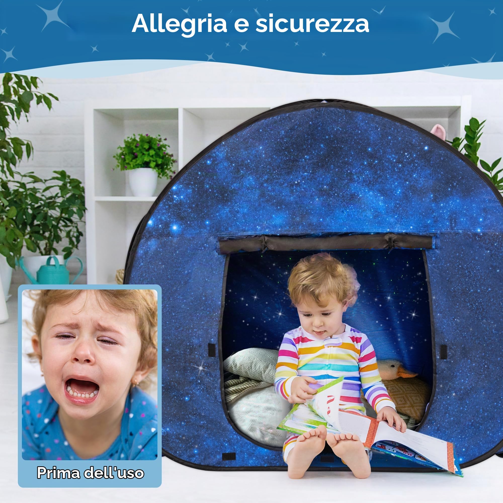 cossy Tenda sensoriale per autismo con stampa notte stellata, tenda pop-up per bambini, tende oscuranti, angolo tranquillo per i bambini per giocare e rilassarsi, aiuta a combattere l'autismo, il