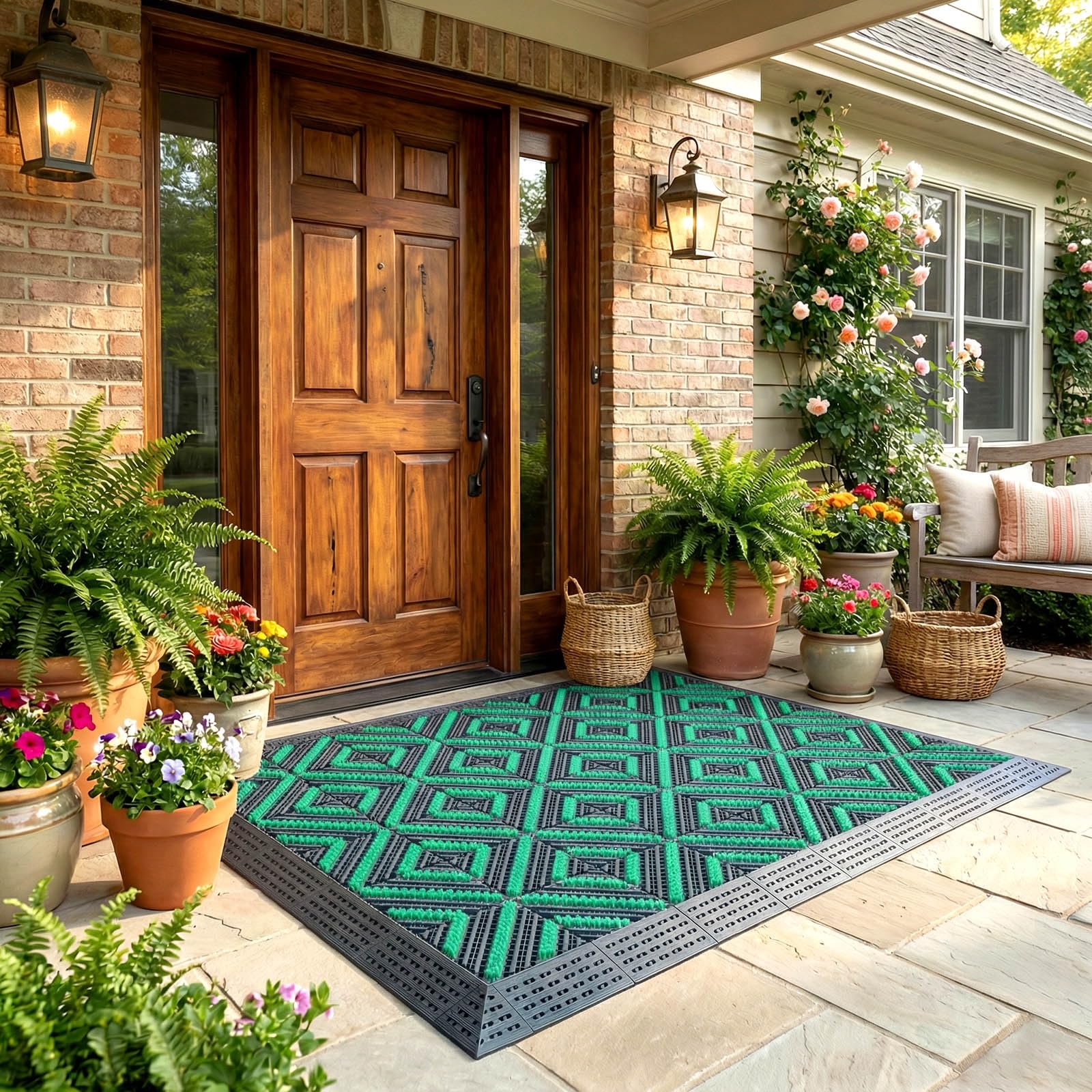 Tapis d'entrée en EVA 120x150 cm imperméable avec brosse raclette