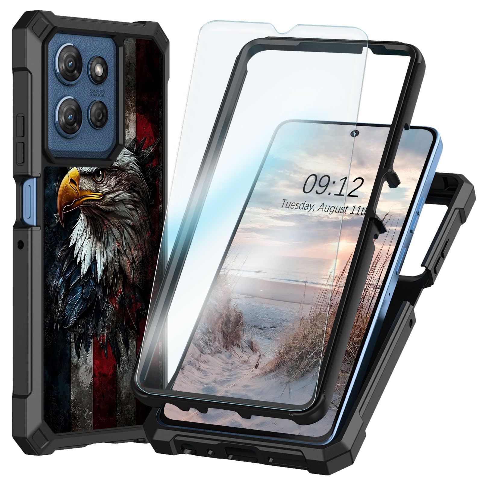 for Motorola Moto G Stylus 5G 2025 Case with Screen Protector, Military-Grade Shockproof Full Body Protection, Silicone Bumper & Hard PC Back for Moto