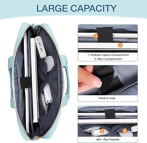 Miniatura 4 de MOSISO Bolsa para laptop de 15-15.6 pulgadas, maletín para mujeres y hombres, bolsa mensajero acolchada cuadrada para computadora de 16 pulgadas