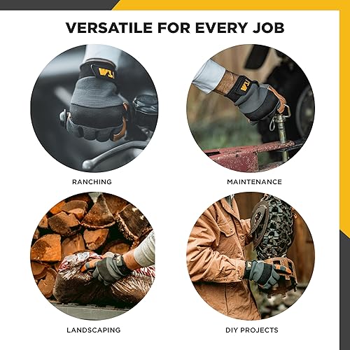 Miniatura 5 de Wells Lamont Guantes de trabajo de elastano híbridos de piel resistente para hombre, XL (3236XL), gris