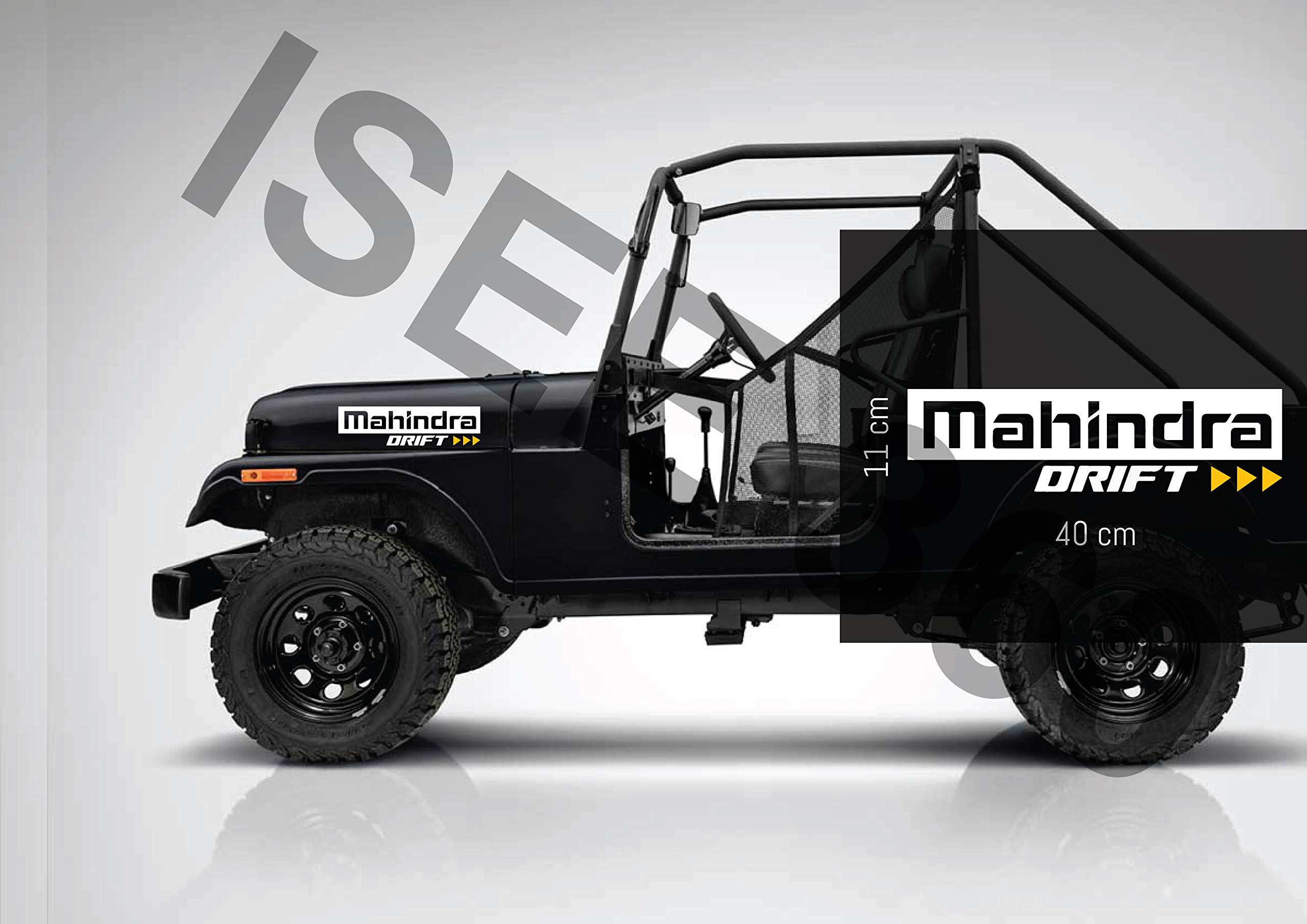 ISEE 360® Stickers for Car Exterior for Gypsy Thar Drift Arrow Vinyl White Decals L x H 40 x 11 Cms