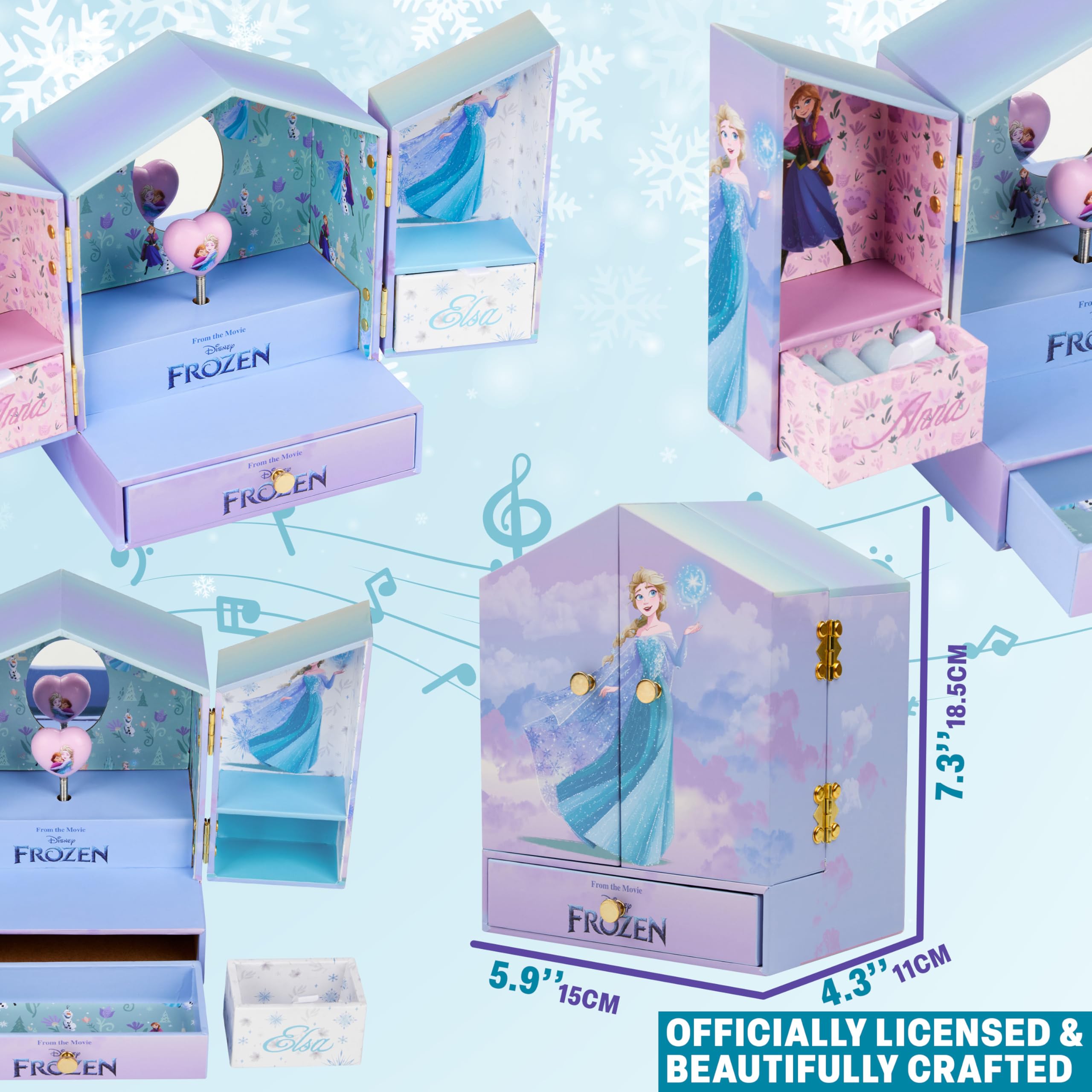 Get Trend Disney Kraina Lodu Muzyczna Pudełko Na Biżuterię Pomysły Na Prezent Nastolatki Sypialnia Dekoracja Elsa Zwijana Pozytywka z Lustrzanym Szufladami Do Przechowywania Prezenty dla Niej, Liliowy