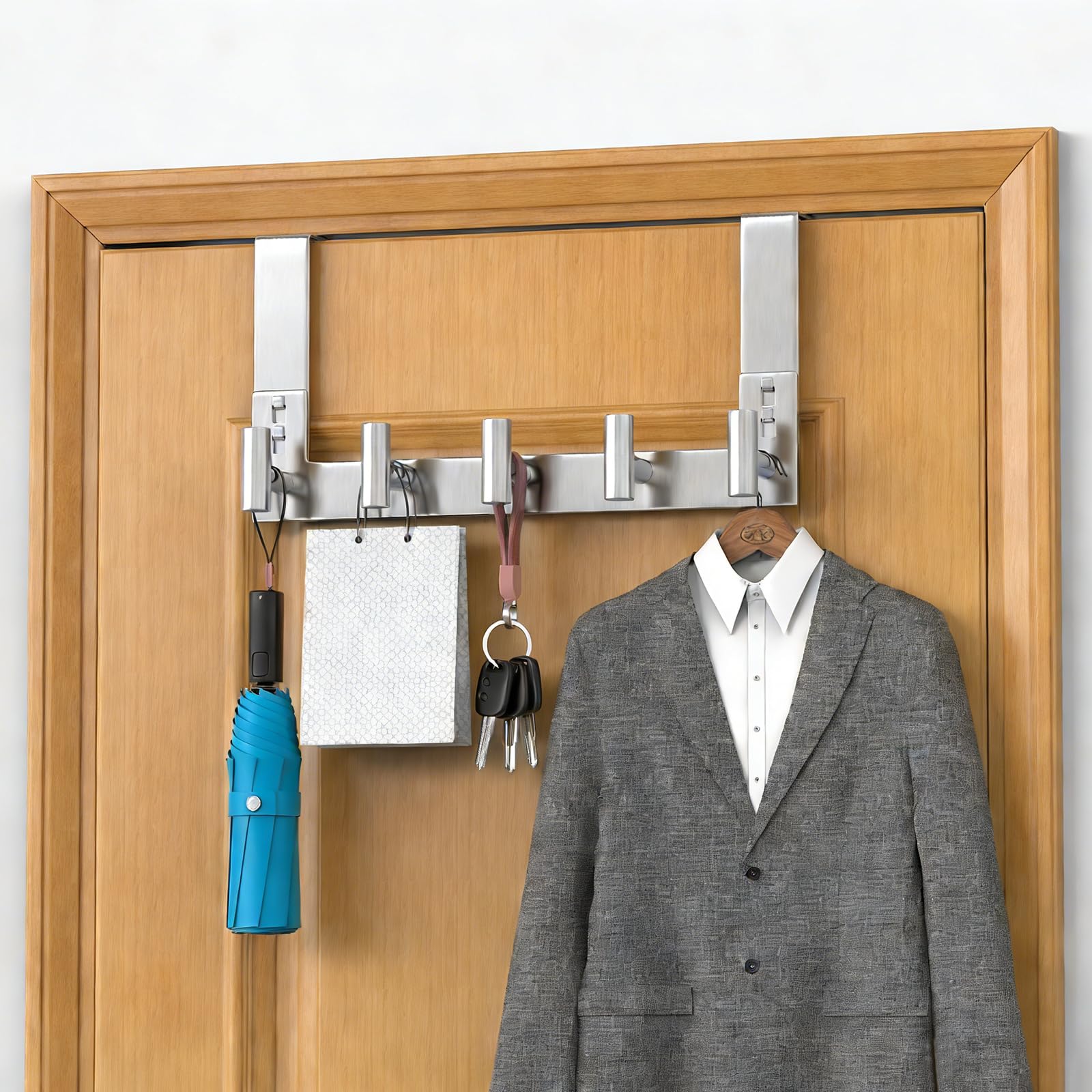 Silver Over-the-Door Hooks - 5 Hooks -6
