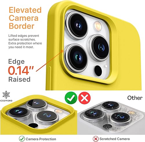 Miniatura 2 de IceSword Funda para iPhone 14 Pro Max, color amarillo, fina de silicona líquida a prueba de golpes, diseño de limón brillante, mantequilla