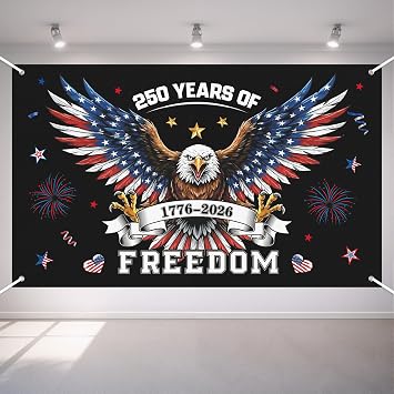 250th Anniversary Decorations - 4th of July Backdrop for 1776-2026 America Merchandise Patriotic USA Freedom Photo Booth Background Banner for Home Indoor Outdoor,Fourth of July Accessories