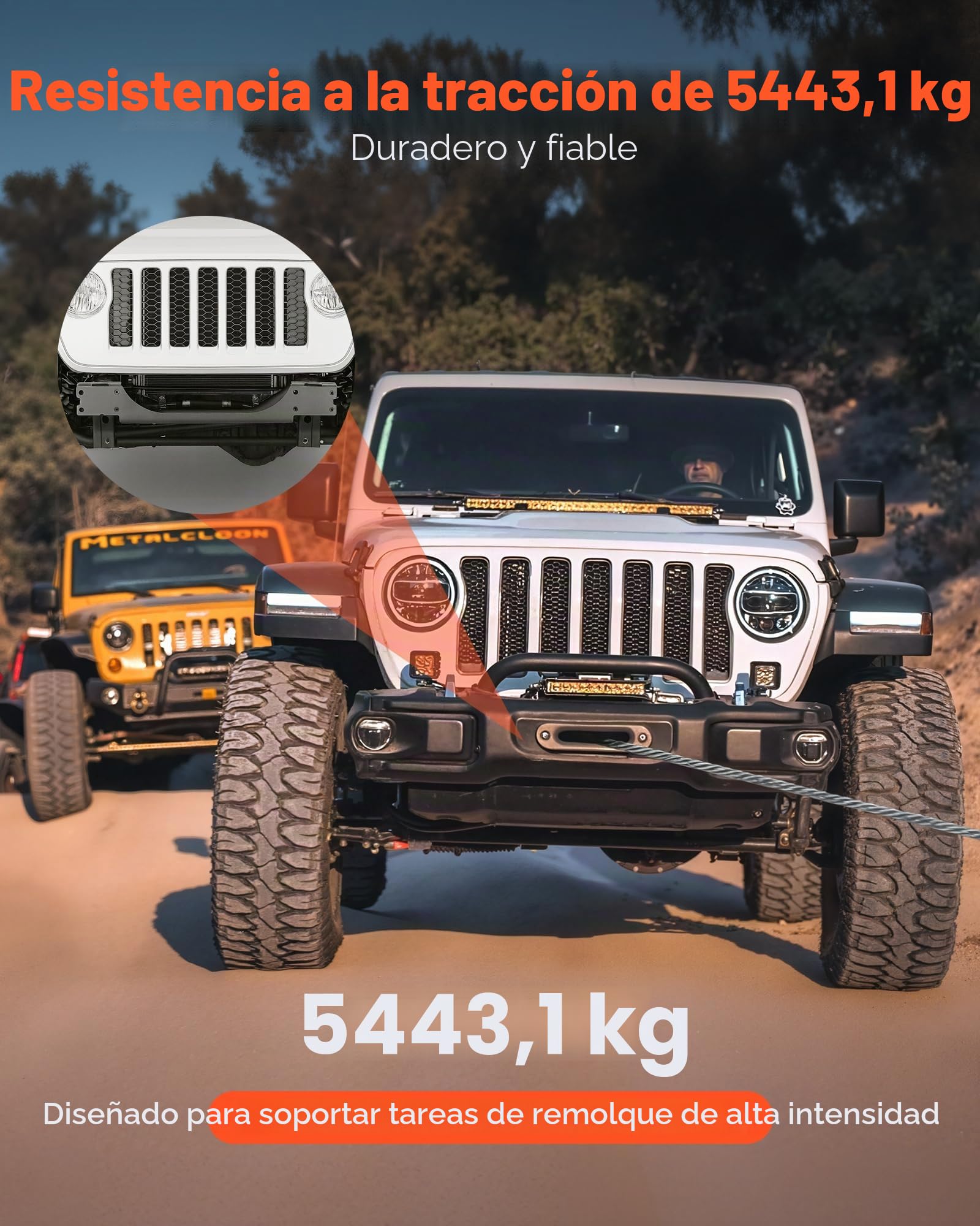 VEVOR Soporte de Cabrestante, Soporte de Enganche de Remolque para Modelos Jeep Wrangler JL/JLU y Gladiator JT Seleccionados (2018-2023), Diseño de 2 Orificios Capacidad de 5443 kg, Negro