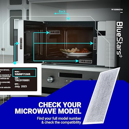 Miniatura 6 de BlueStars Paquete de 5 filtros de grasa para microondas W10208631A actualizados, 5.78 x 12.91, filtros de grasa de malla de aluminio, compatibles