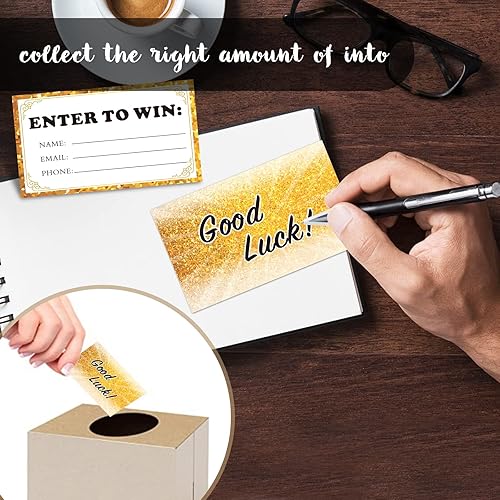 Miniatura 3 de Tarjetas de entrada para ganar, 300 boletos dorados para rifas, tarjetas de formulario de entrada para concursos, rifas doradas, boletas, ferias,