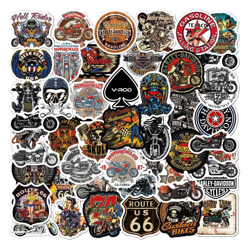 Pack Of 50 Harley Motorcycle Stickers For Water Bottles Mobile