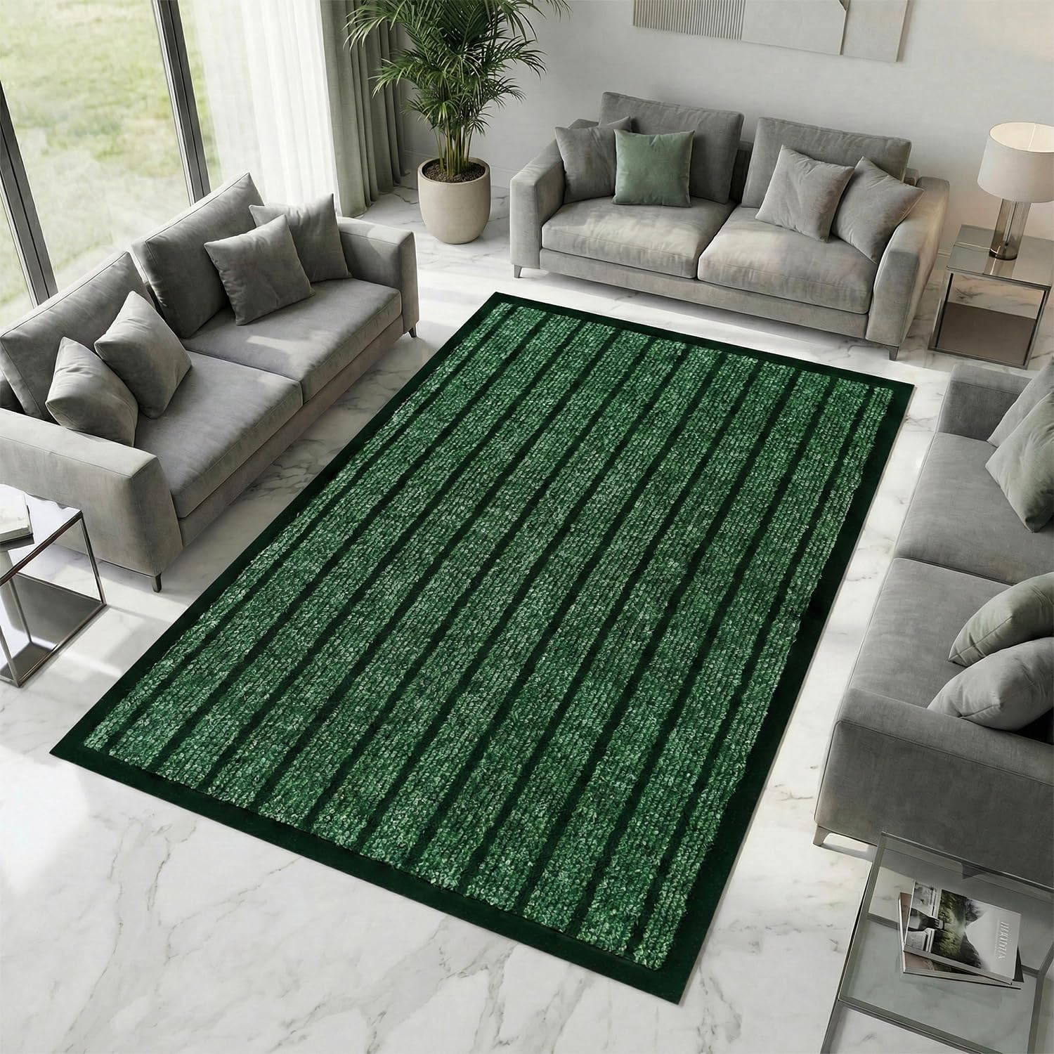 Fit Even Waterproof Rubber Door Mat Outdoor - PVC Non Slip Backed Washable Dirt Trapper Mat Dog Muddy Paws Carpet Runner Rug for Front or Back Door (Green, 120 x 150 cm) โ image 1