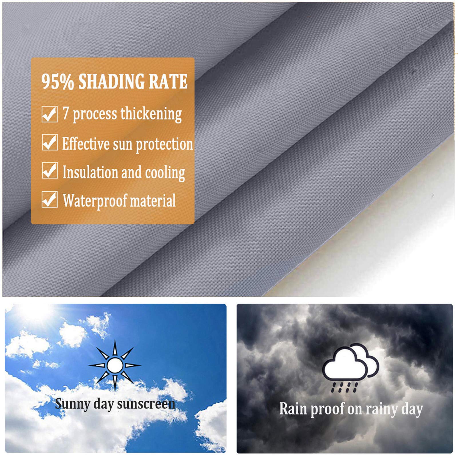 SunSail 2 x 1,8 m impermeabile grigio rettangolare 95% UV Pction traspirante baldacchino esterno per giardino, barbecue, piscina, feste, patio, tenda perfetta per l'estate
