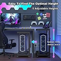 Vista 3 de Soporte de torre de computadora de altura ajustable con estación de carga y puerto de carga USB, carrito de 2 niveles ATX, soporte de PC móvil Negro