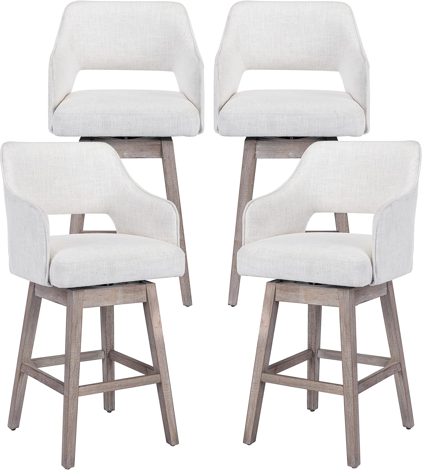 chairus MidCentury Counter Stools Set of 4 Linen Fabric