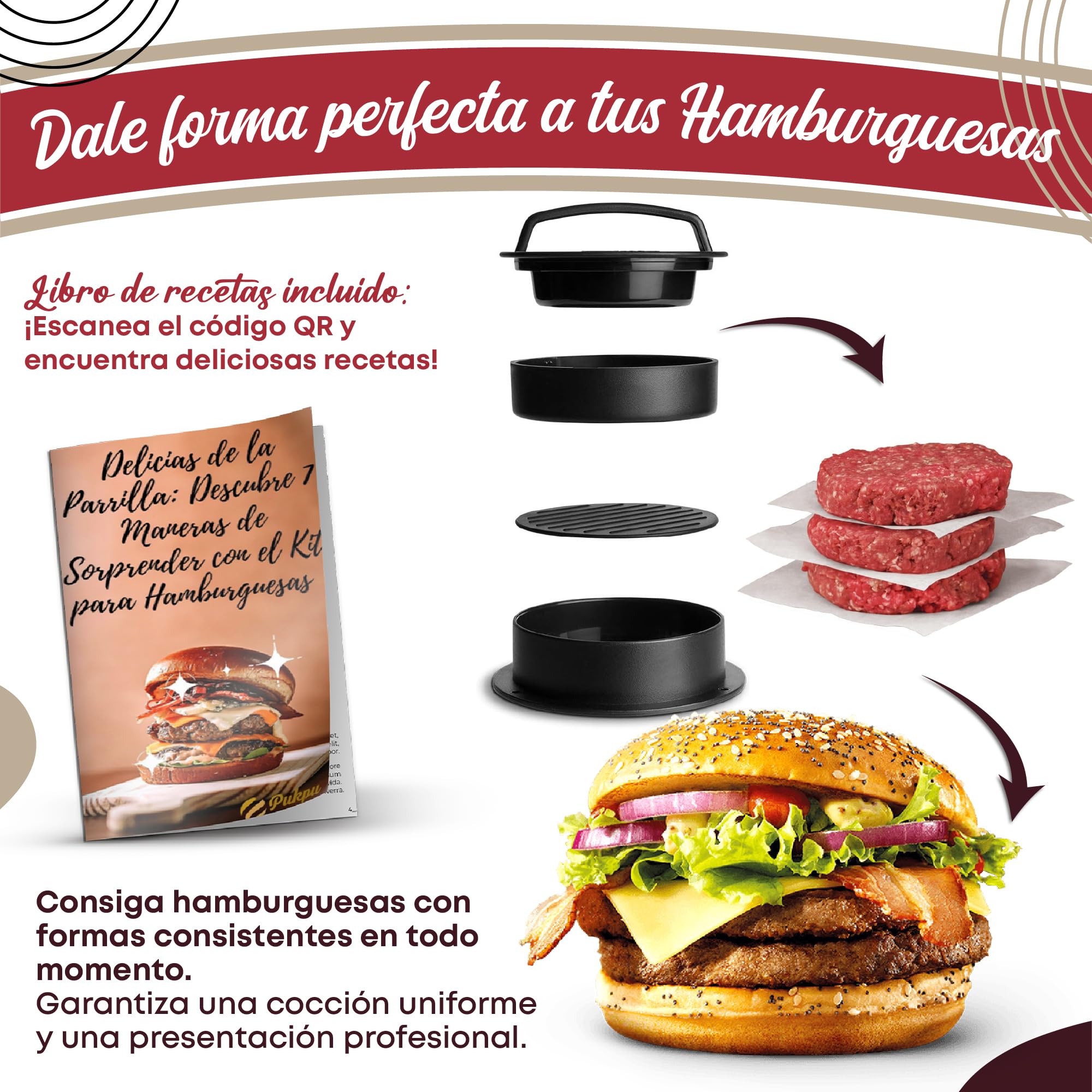 Set Barbacoa Smash Burger Grande Negro – Kit Completo con Prensa, Espátulas, Campanas y Accesorios BBQ