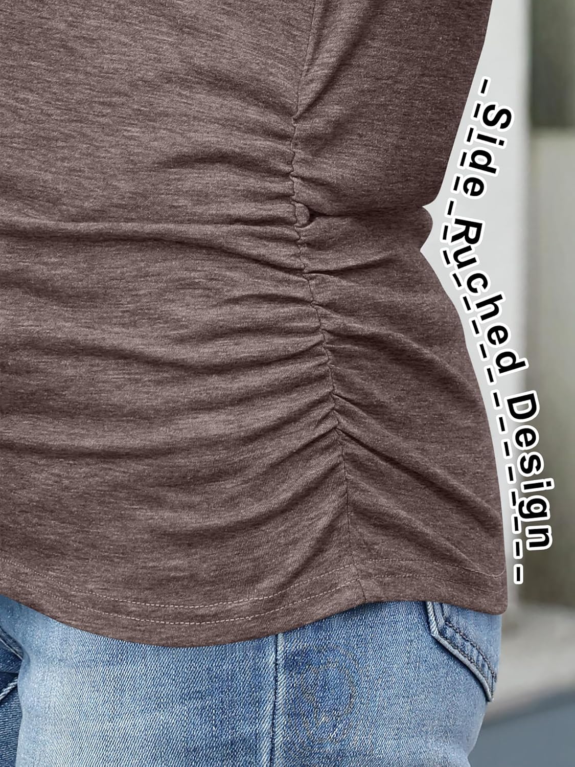 ANRABESS Shirts for Women Long Sleeve V Neck Tops Dressy Business Casual Side Ruched T-Shirts 2025 Fall Tee Blouses Outfits - Image 4