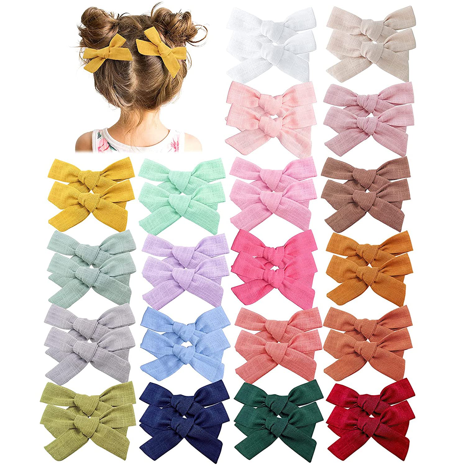 KASTWAVE Baby Girl Hair Clips, Bows Hair Barrettes Accessory for Babies, Assorted Hair Accessories Alligator Clip, for Little Girls Toddlers Teens Kids 40pcs(20 pairs)