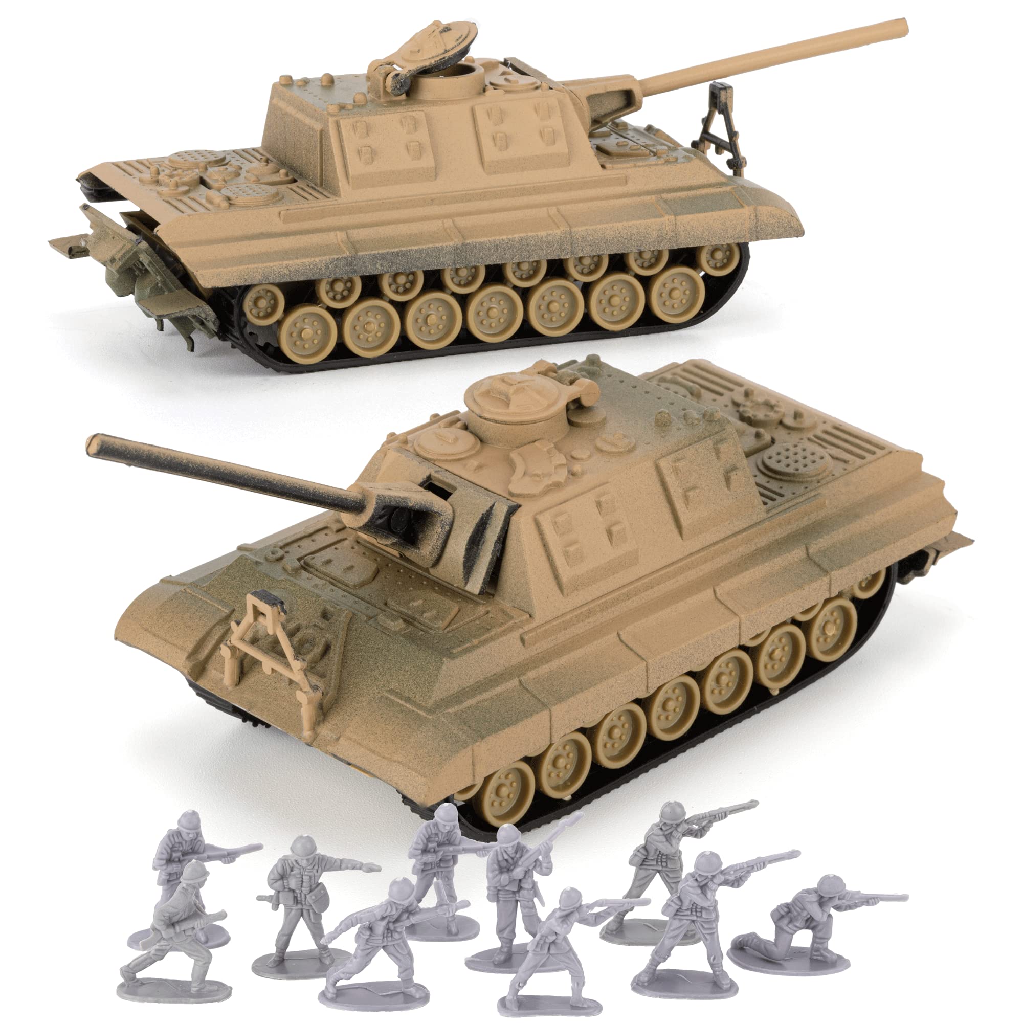 WW2 Army Tank and Army Men Toys Playset,2 German Jagdtiger Tank Models and 10 Toy Soldiers for Kids Boys