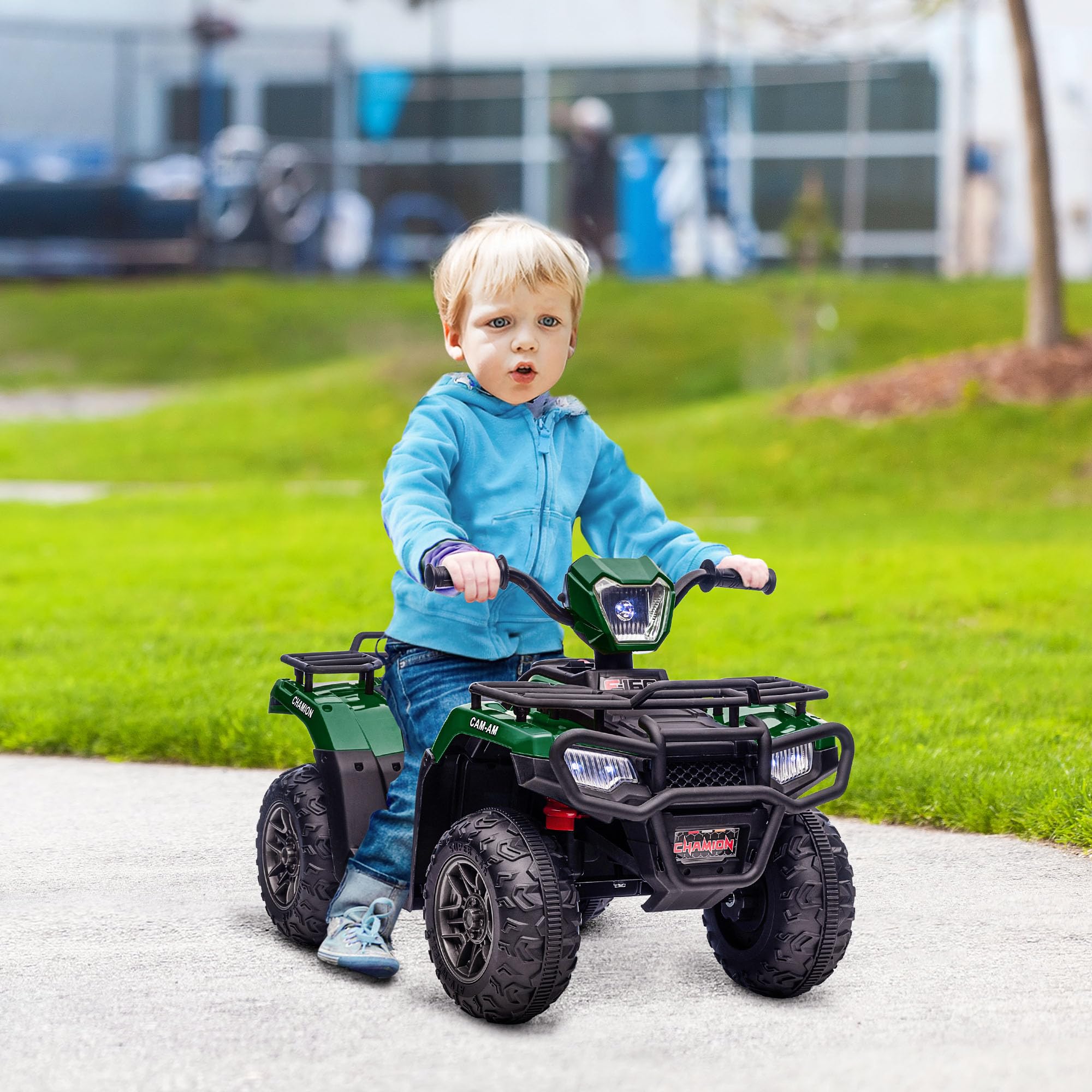 HOMCOM 12V Quad Elettrico per Bambini 3-5 Anni 88x45x50 cm Nero Verde