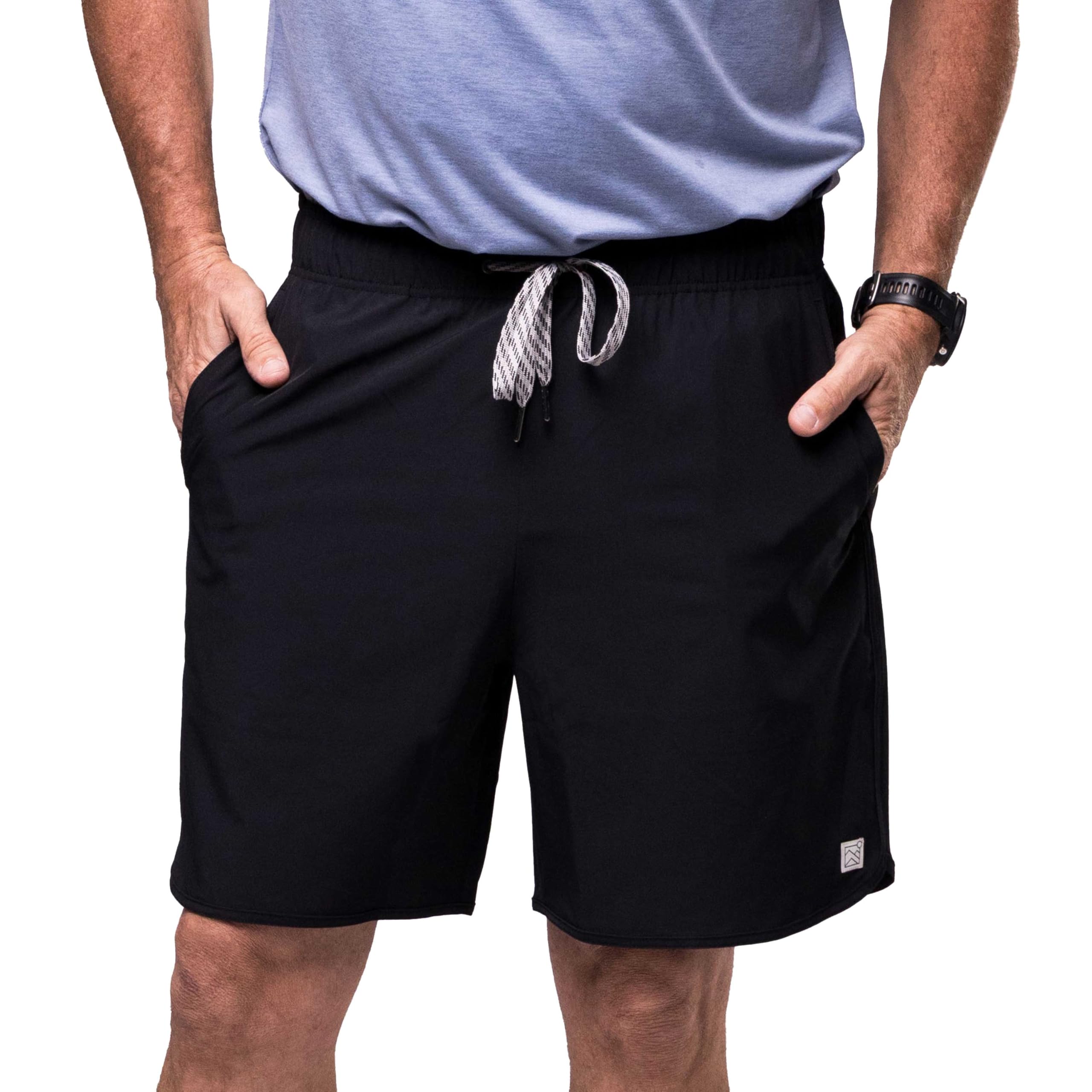FOLIA Mens All Day Everyday Athletic Lightweight Casual Running Shorts 7 Inseam Black