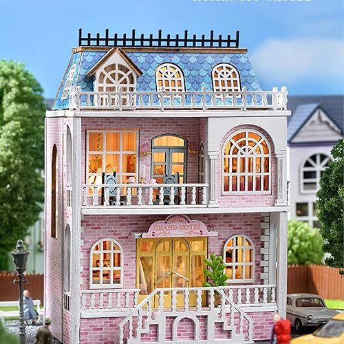 Miniatura 4 de Kit de casa en miniatura de bricolaje, casa de muñecas de madera, kit de muebles en miniatura de madera, kit de casa de muñecas en miniatura que se