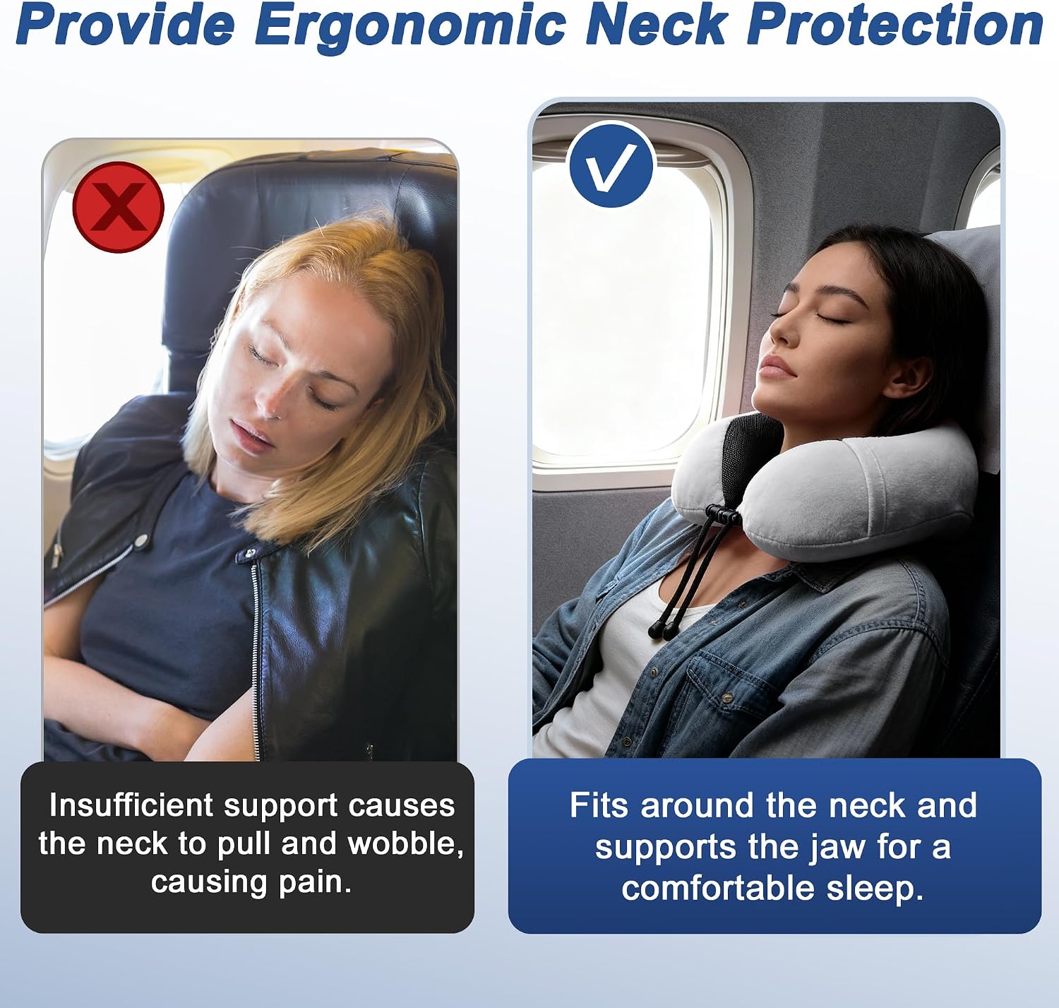 Neck Pillow for Airplane Travel, Washable Travel Memory Foam Pillow, with Storage Box, Suitable for Cars, Light Gray