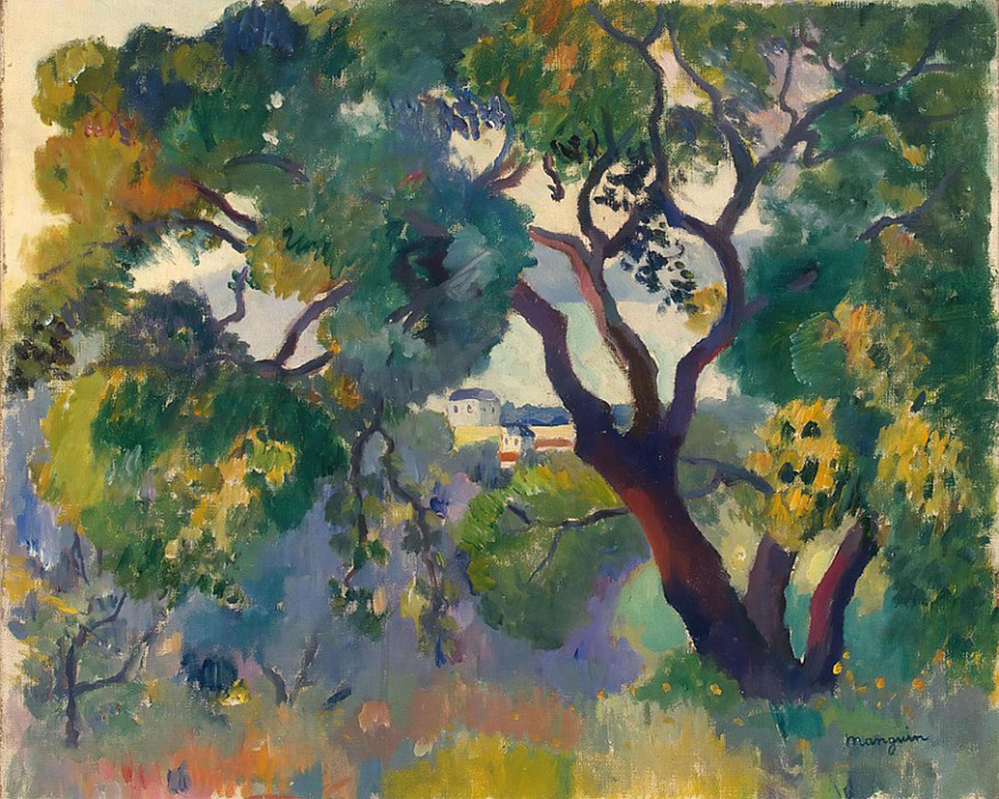 SERENDIPITP Retro Picture Poster Wall Art Pictures Painting Landscape Near St Tropez by Henri Charles Manguin Wall Art Canvas Print for Wall Decor 60x90cm