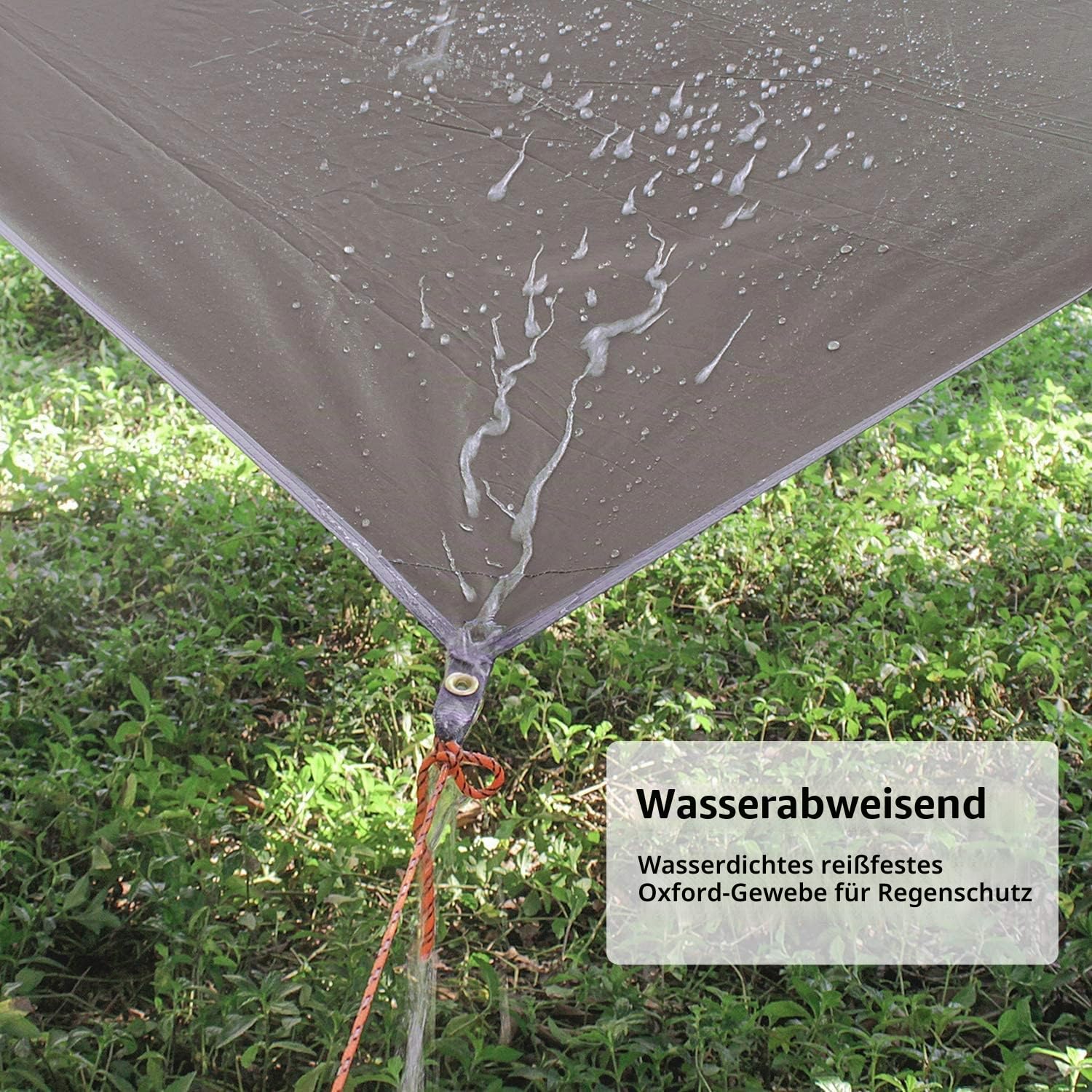 Unigear Tarp 3x3 3x4 3x5 4x4 wasserdicht, Zeltplane für Hängematte mit Ösen + 6/8 Erdnägel + 6/8 Seilen, Regenschutz Sonnenschutz kompakt für Ourdoor Camping Wandern Hängematte
