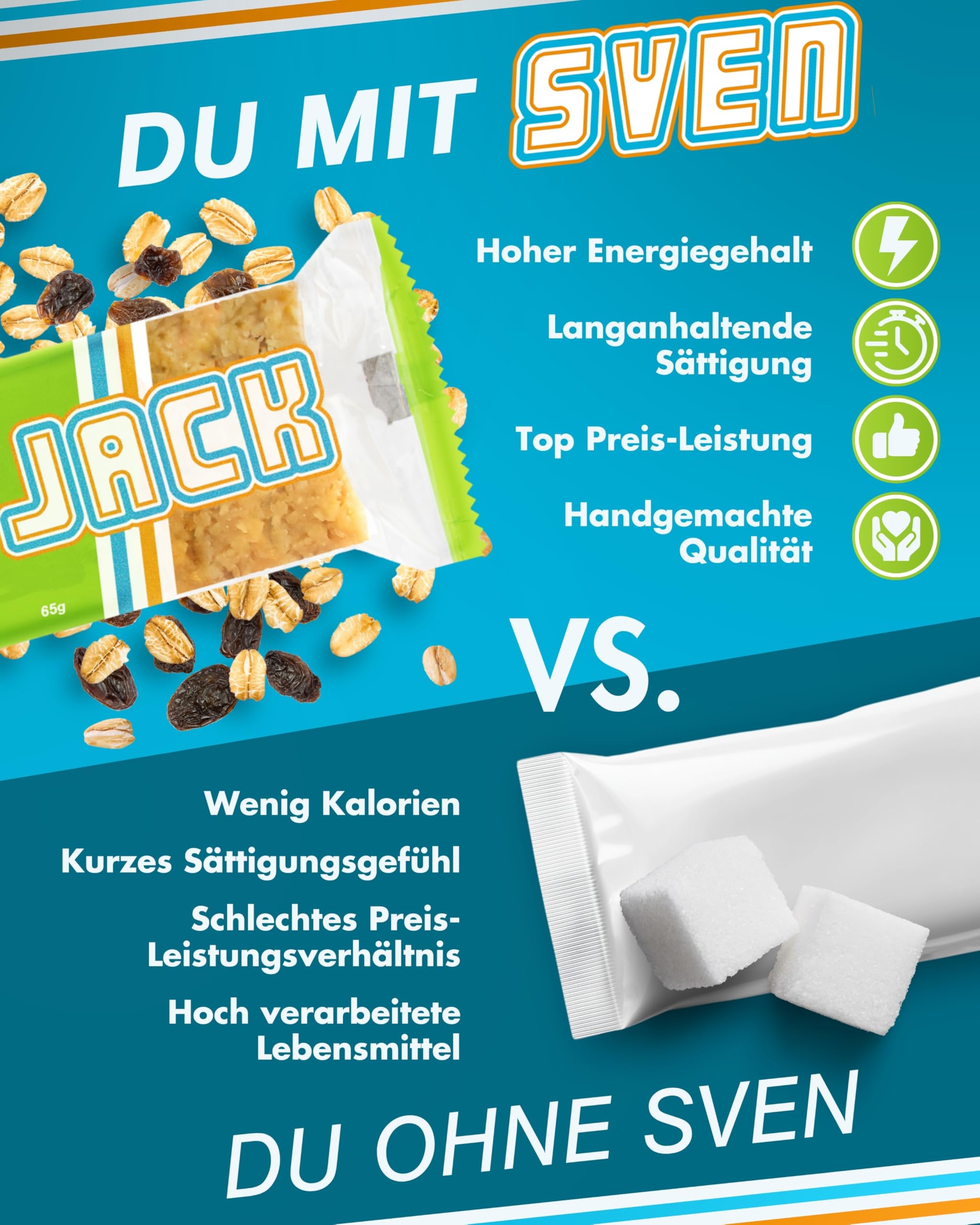 Sven Jack (Energy Cake) Haferriegel Apfelstrudel 20x 65g I Original Haferflocken Energieriegel I Veganer & Laktosefreier Haferriegel I Langkettige Kohlenhydrate & wenig Zucker I Müsliriegel
