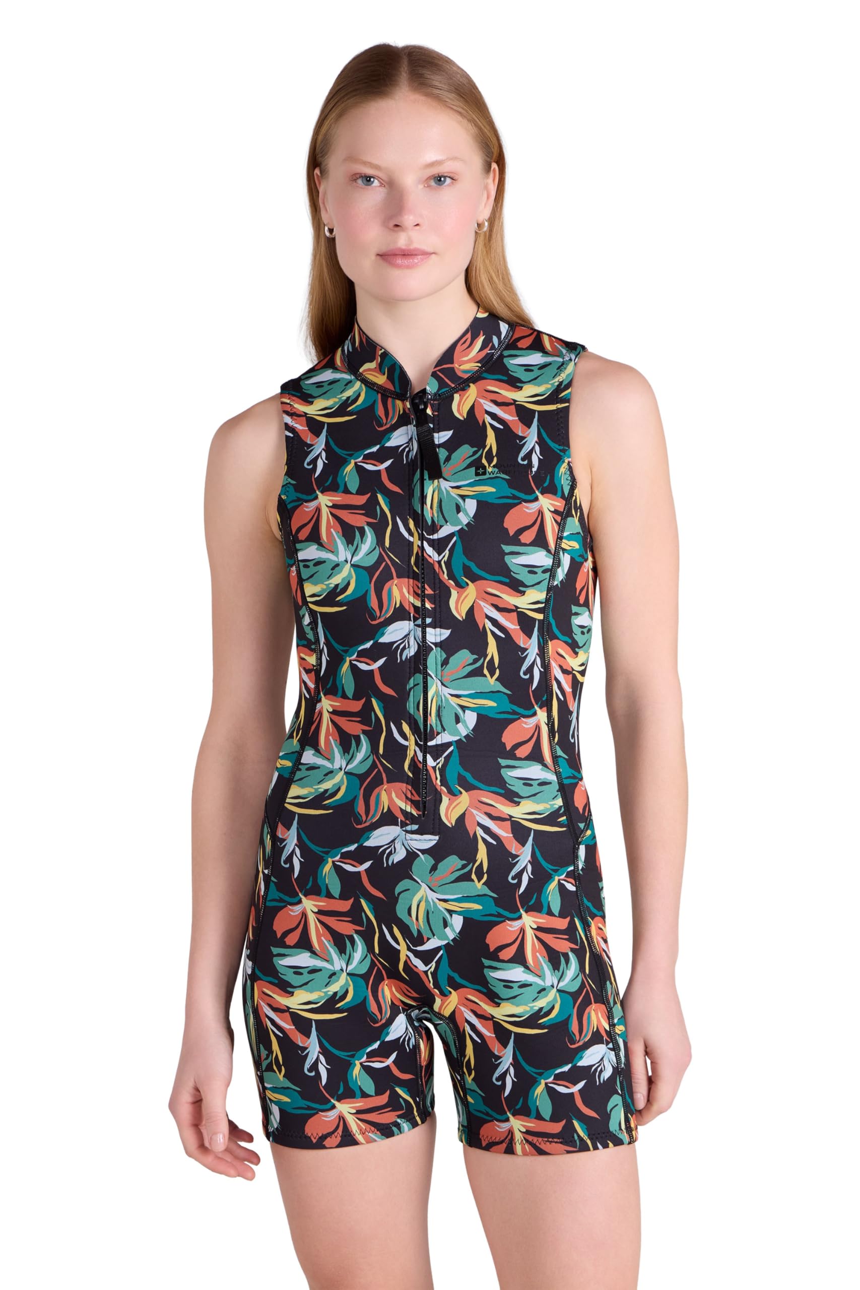 Mountain Warehouse Womens Sleeveless Shorty Wetsuit - Neoprene Swimwear with Flat Seams & High Collar - Spring Summer Beach, Swimming, Pool, Diving, Water Sports Mixed (Sleeveless) Women's Size 12-14