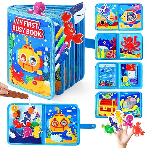 evoceler Busy Book, Busy Board with Fishing Game & Coloring