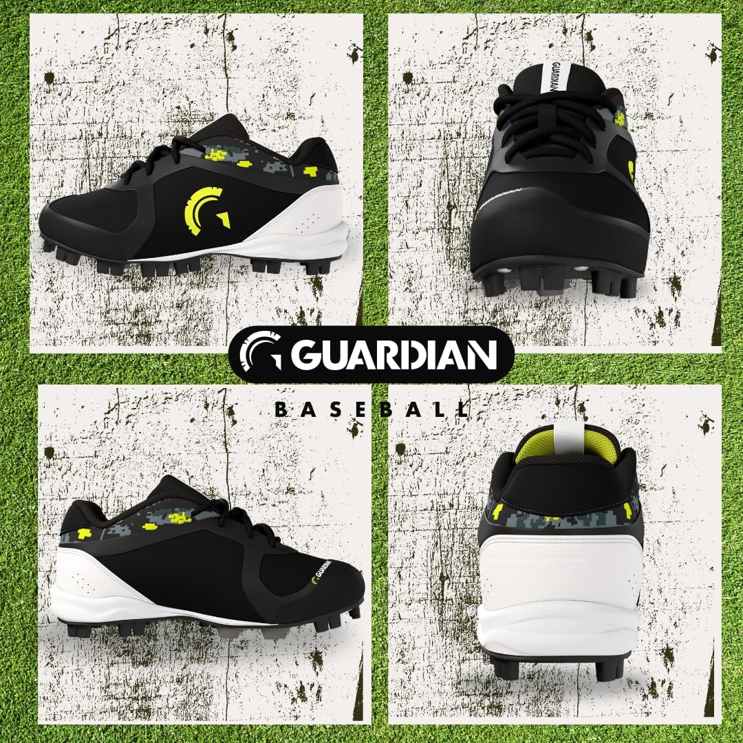 Guardian Youth Baseball & Softball Gear Bundle – Game Day Equipment for Boys & Girls – Baseball Backpack with Helmet Compartment & 2 Bat Sleeves + Low Top Youth Cleats with V-Cleat Technology Size 6