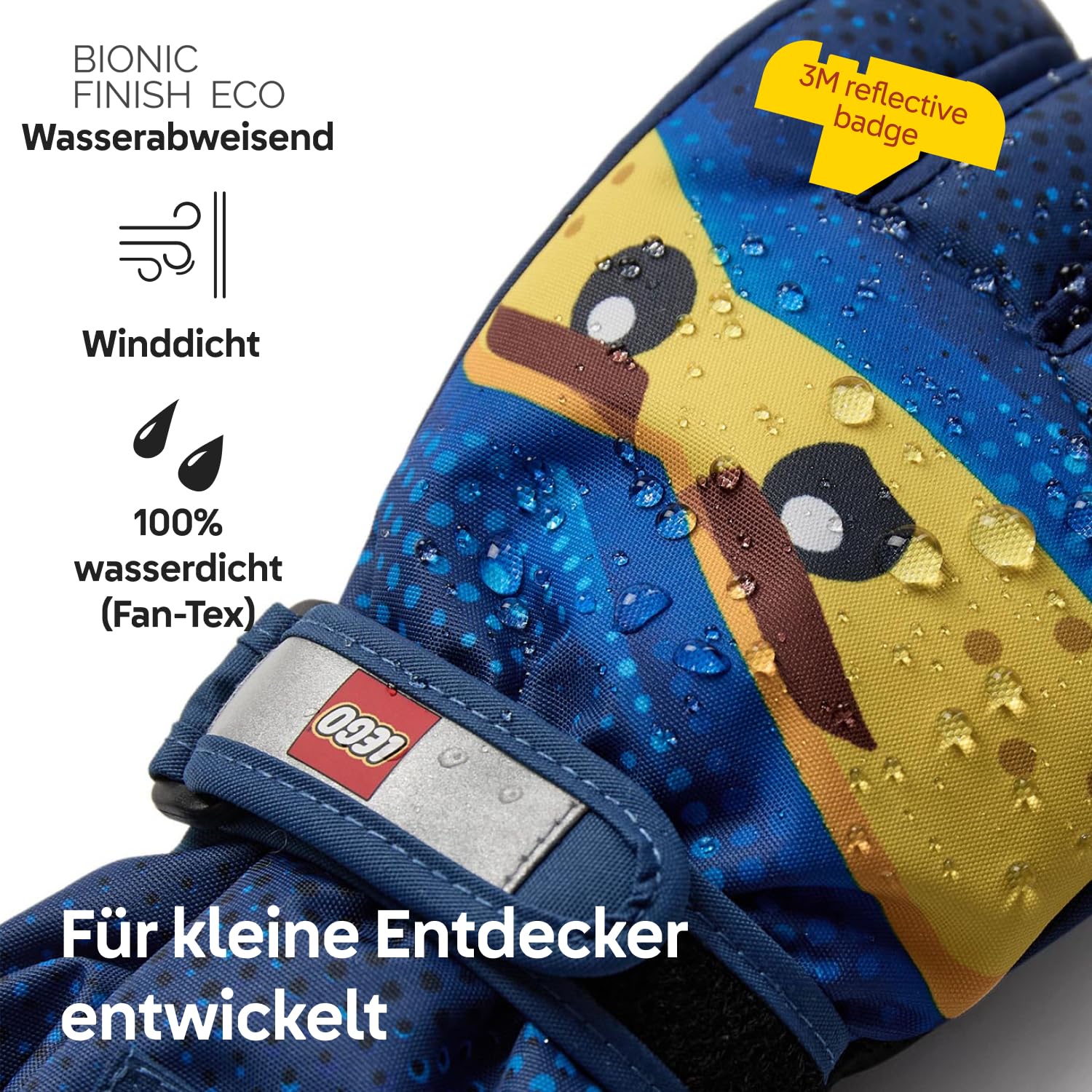 Kabooki LEGO® NINJAGO® Skihandschuhe für Kinder - Wasserdicht & winddicht mit Thinsulate-Isolierung | Anti-Rutsch-Grip, Sicherheitsschnalle & 3M Reflektoren