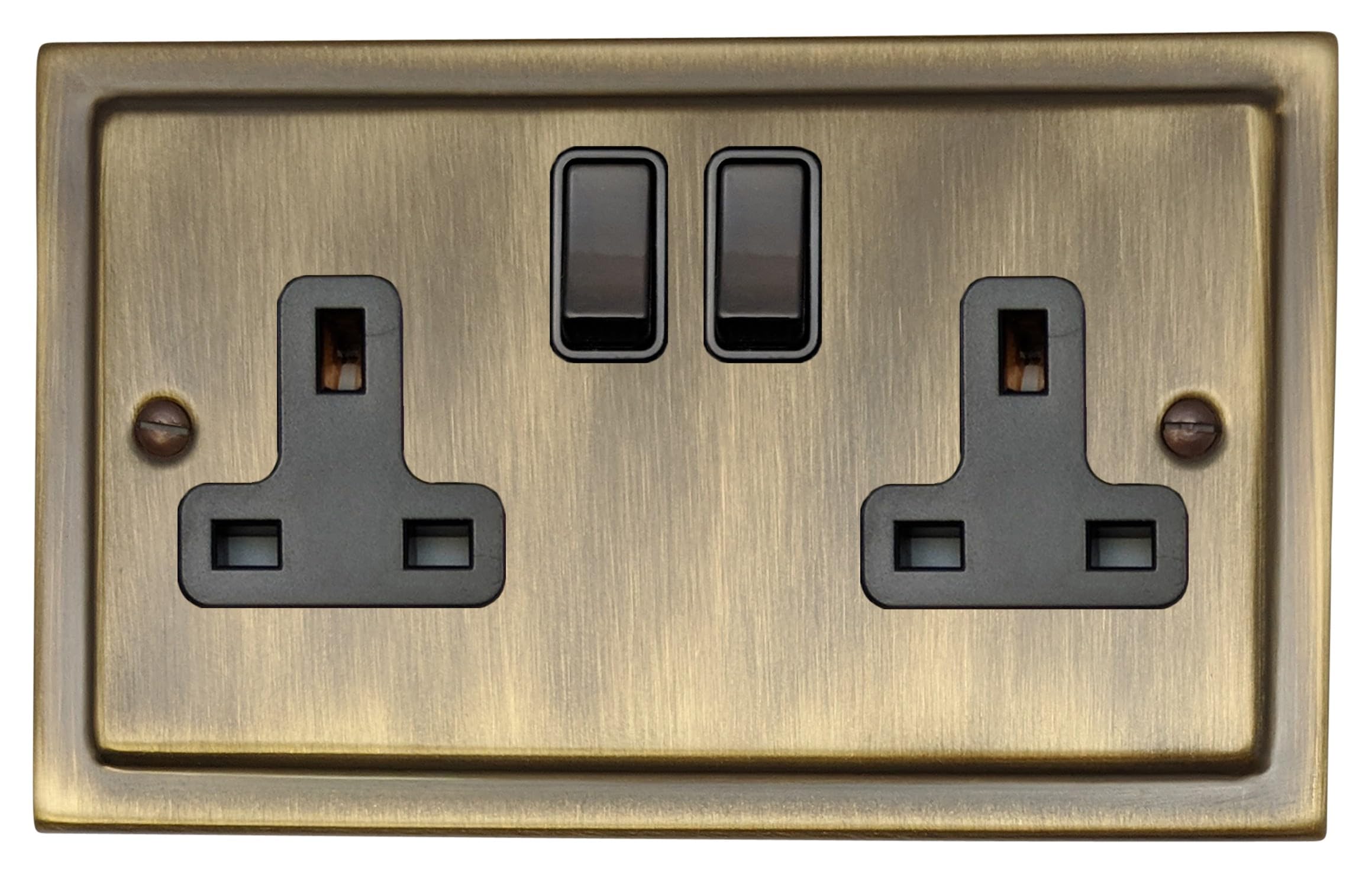 G&H Brassware Black Victorian Antique Brass Socket (2 Gang/ Switches) - Tab10b
