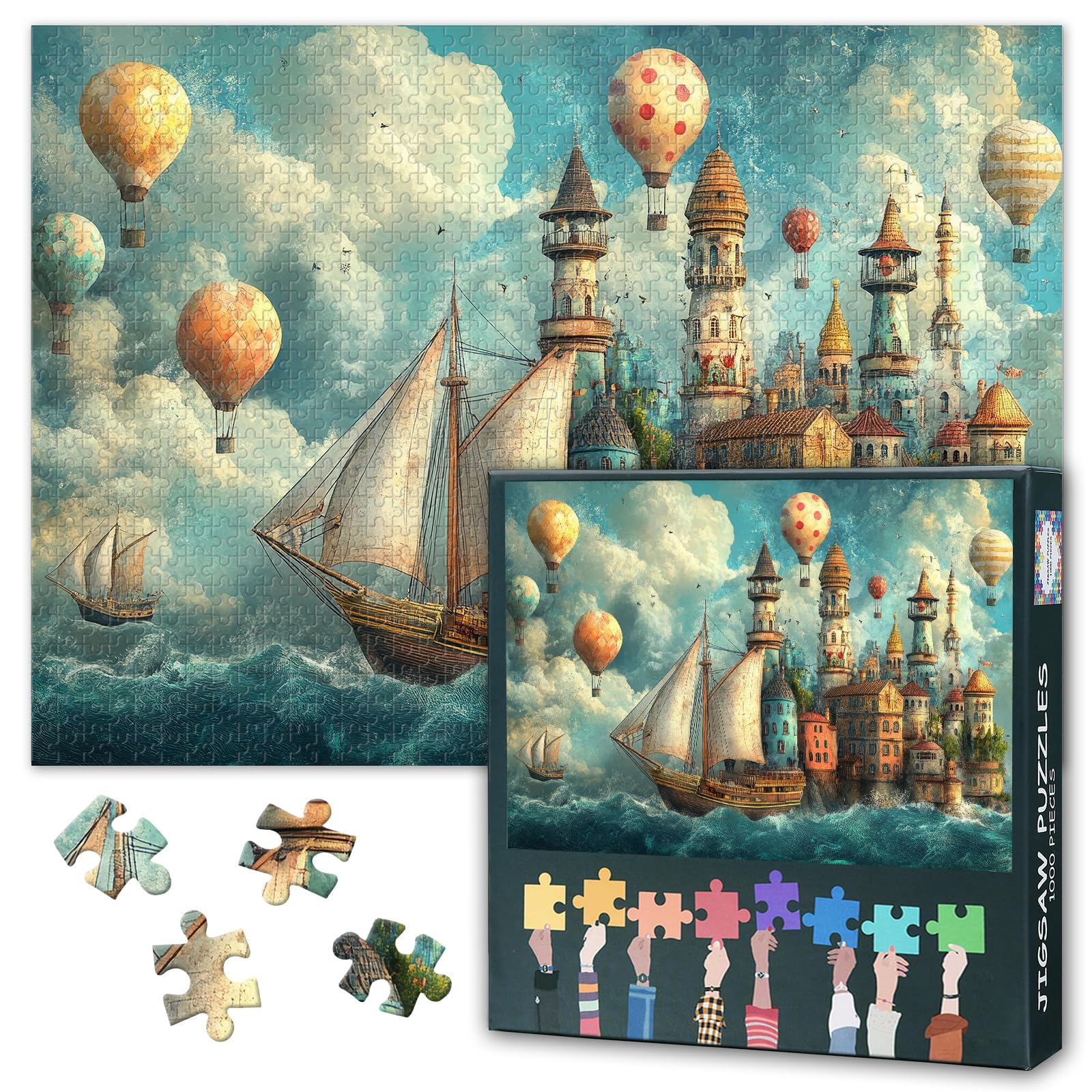Jigsaw Puzzles 1000 Pieces for Adults, 70 x 50 cm Premium Cardboard Puzzle with Large Poster, Fantastical Journey, Perfect Snap Fit & Anti-Glare Surface, Brain Teaser Family Game Night