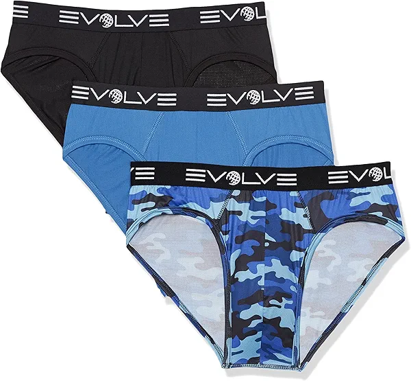 Evolve mens Sport Mesh 3 Pack No Show Briefs