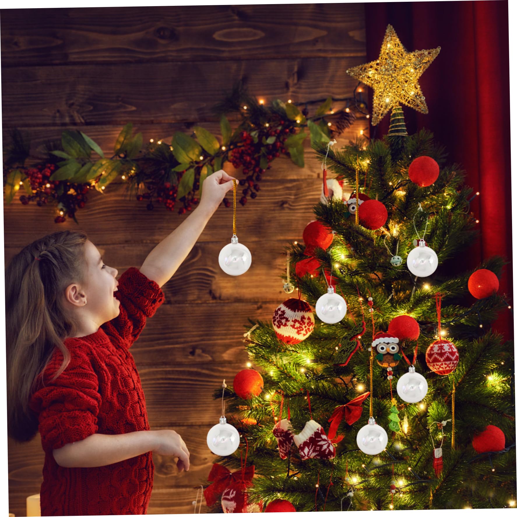 Mini adornos iridiscentes, bolas de adornos iridiscentes, 30 piezas de bolas de Navidad transparentes, 4 tamaños diferentes, colgantes, rellenables para árbol de Navidad, decoración de fiestas navide