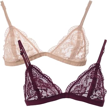 URBAN K Womens Semi Sheer Lace Sexy Bralette