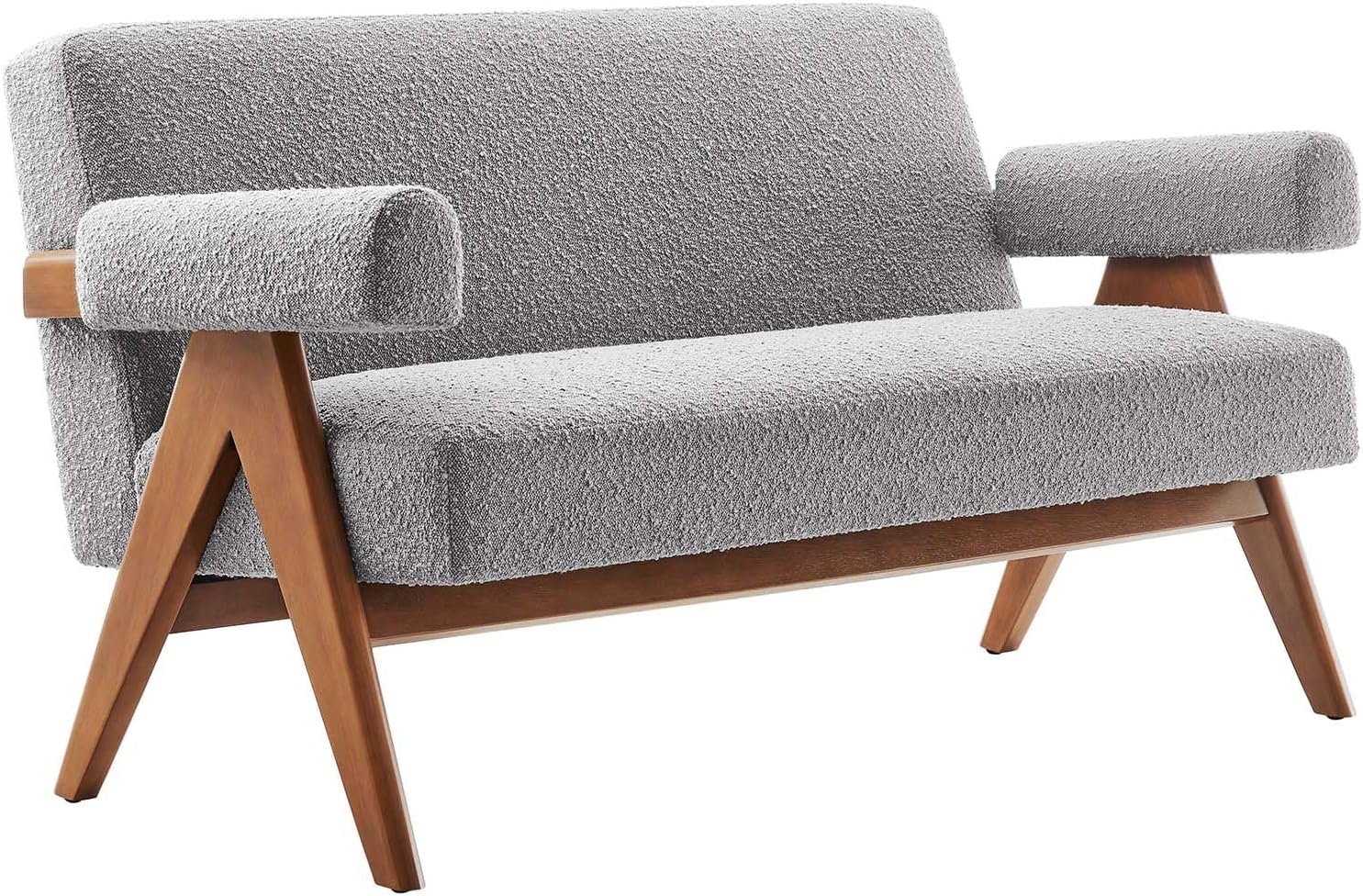 Modway EEI-6504-LGR Lyra Boucle Fabric Loveseat, Light Gray