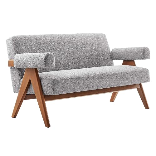 EEI-6504-LGR Lyra Boucle Fabric Loveseat, Light Gray