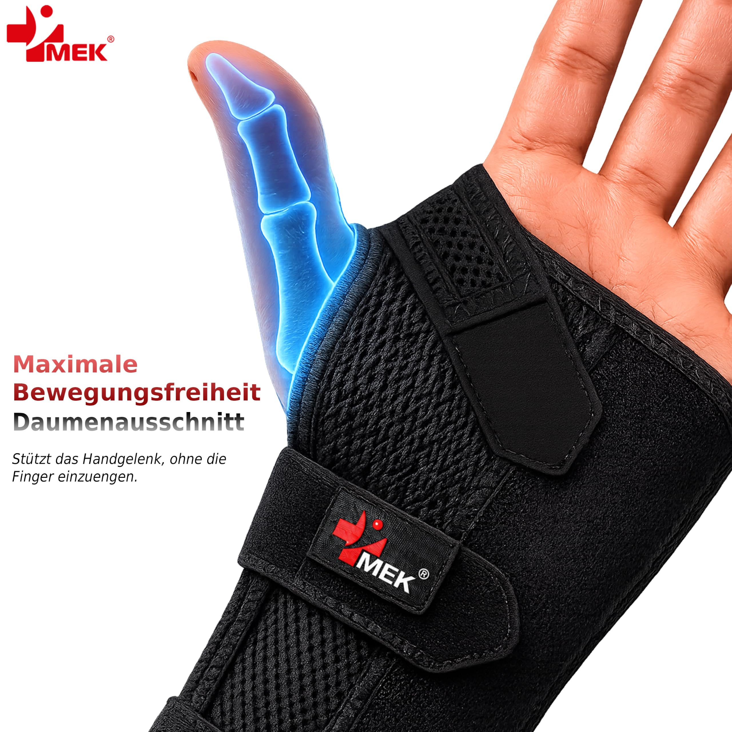 MEK Estabilizador de muñeca con riel de metal - Soporte de muñeca médico para síndrome del túnel carpiano, tendinitis y fracturas - Estabilización de muñeca transpirable (Negro, XL